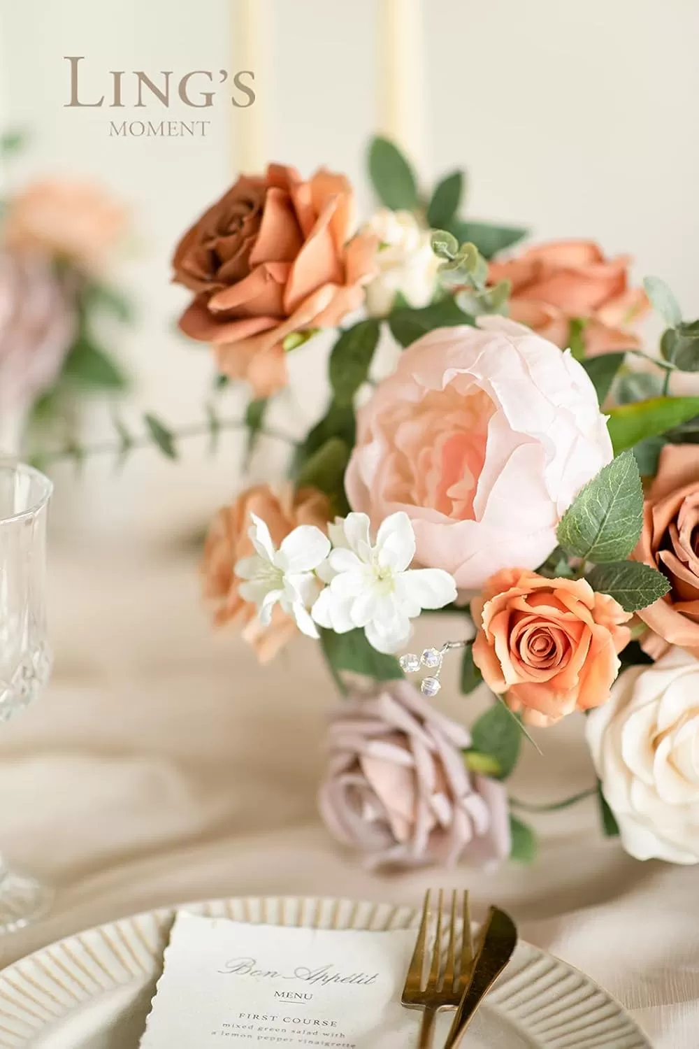 imageLings Moment Terracotta Artificial Flowers Greenery Deluxe Box Set Burnt Orange Fake Flower for DIY Wedding Bridal Bouquet Centerpieces Decor Floral Arrangement Decor etcRust  Orange