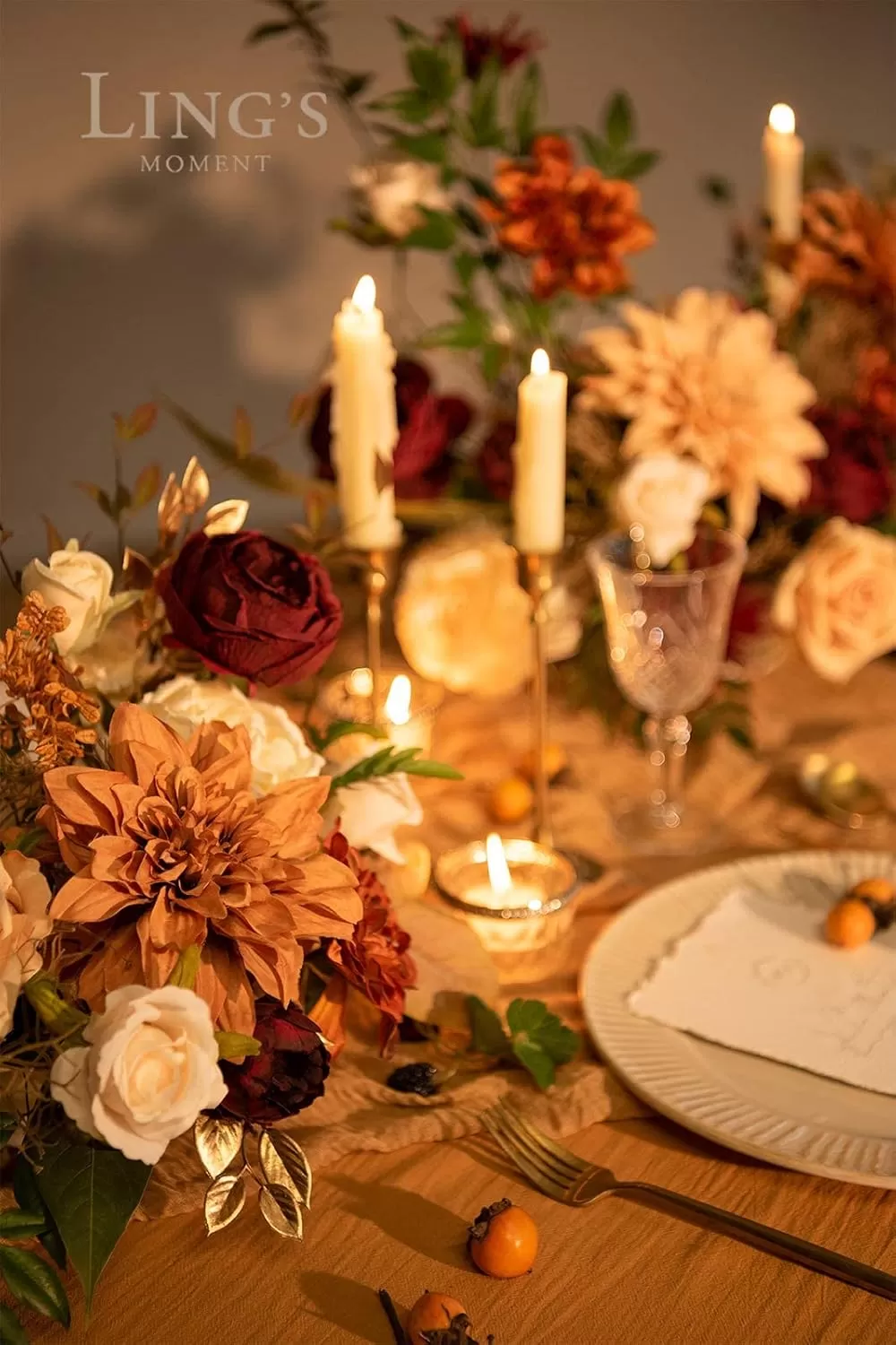 imageLings Moment Terracotta Artificial Flowers Greenery Deluxe Box Set Burnt Orange Fake Flower for DIY Wedding Bridal Bouquet Centerpieces Decor Floral Arrangement Decor etcTerracotta  Burgundy