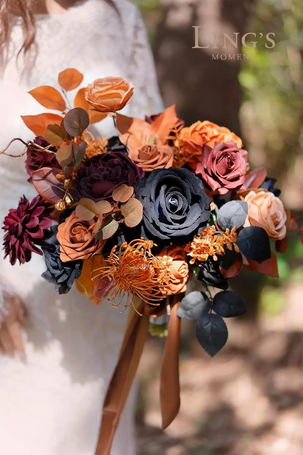 imageLings Moment Terracotta Artificial Flowers Greenery Deluxe Box Set Burnt Orange Fake Flower for DIY Wedding Bridal Bouquet Centerpieces Decor Floral Arrangement Decor etcBlack  Orange