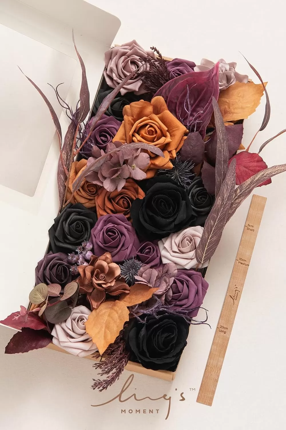 imageLings Moment Terracotta Artificial Flowers Greenery Deluxe Box Set Burnt Orange Fake Flower for DIY Wedding Bridal Bouquet Centerpieces Decor Floral Arrangement Decor etcBlack  Orange  Purple