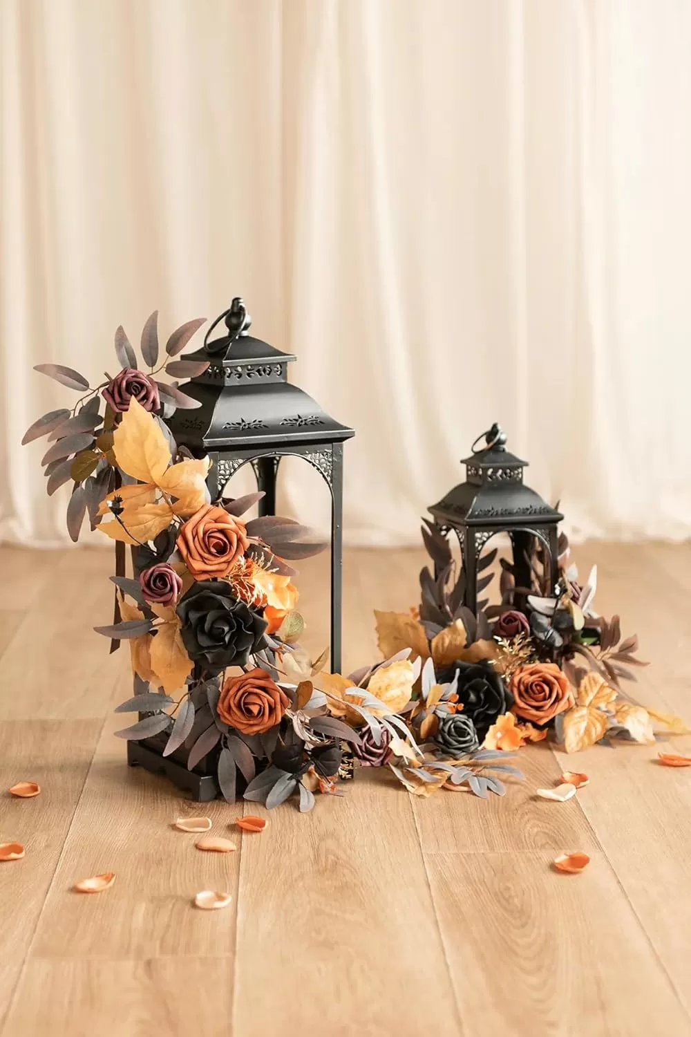 imageLings Moment Terracotta Artificial Flowers Greenery Deluxe Box Set Burnt Orange Fake Flower for DIY Wedding Bridal Bouquet Centerpieces Decor Floral Arrangement Decor etcBlack  Orange