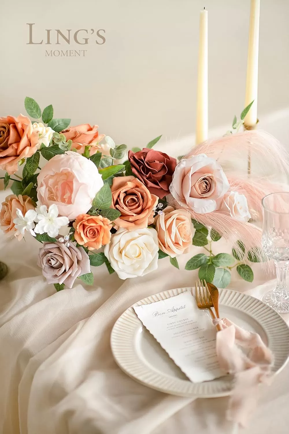 imageLings Moment Terracotta Artificial Flowers Greenery Deluxe Box Set Burnt Orange Fake Flower for DIY Wedding Bridal Bouquet Centerpieces Decor Floral Arrangement Decor etcRust  Orange