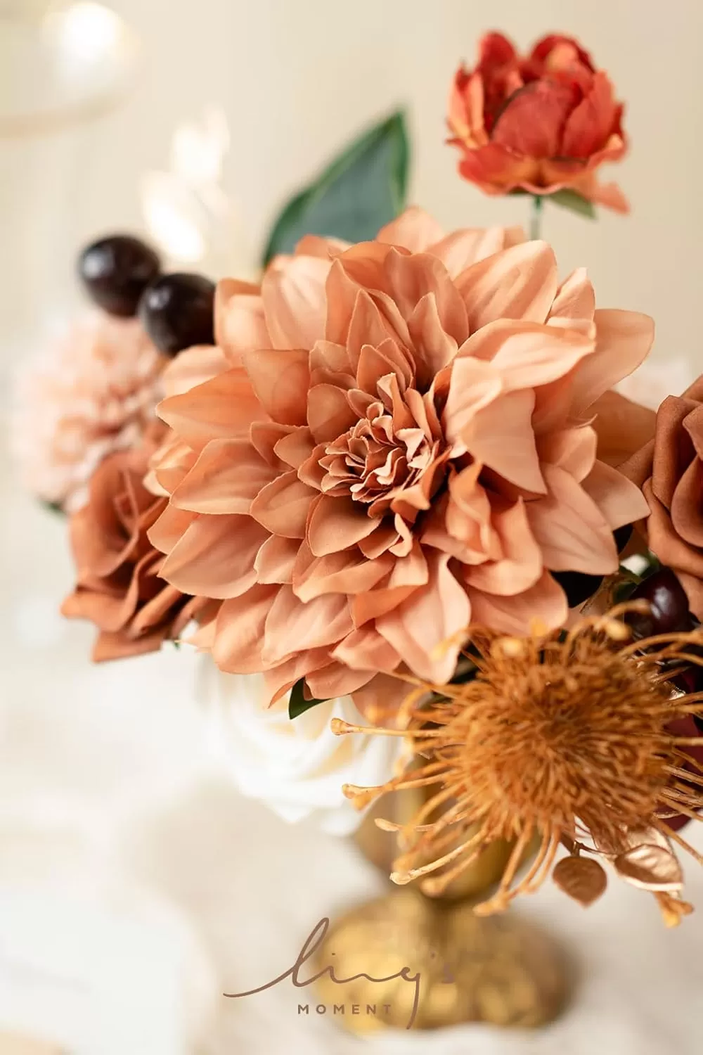 imageLings Moment Terracotta Artificial Flowers Greenery Deluxe Box Set Burnt Orange Fake Flower for DIY Wedding Bridal Bouquet Centerpieces Decor Floral Arrangement Decor etcTerracotta  Burgundy