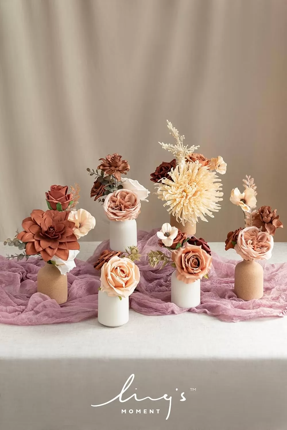 imageLings Moment Terracotta Artificial Flowers Greenery Deluxe Box Set Burnt Orange Fake Flower for DIY Wedding Bridal Bouquet Centerpieces Decor Floral Arrangement Decor etcMandarin  Orange