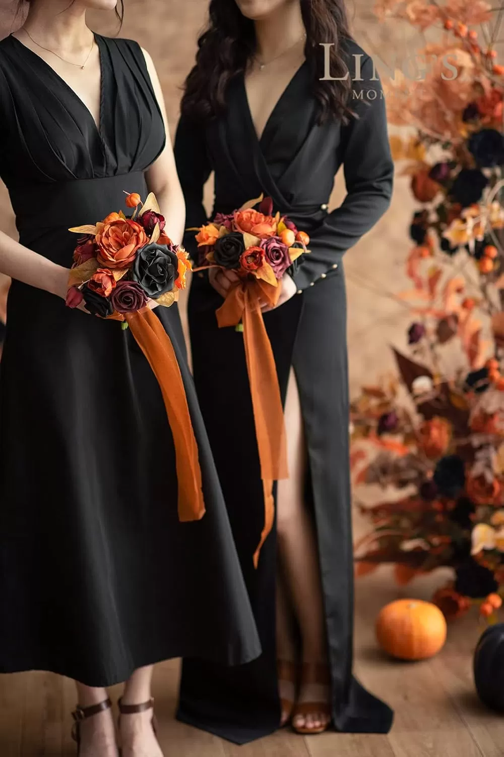imageLings Moment Terracotta Artificial Flowers Greenery Deluxe Box Set Burnt Orange Fake Flower for DIY Wedding Bridal Bouquet Centerpieces Decor Floral Arrangement Decor etcBlack  Orange