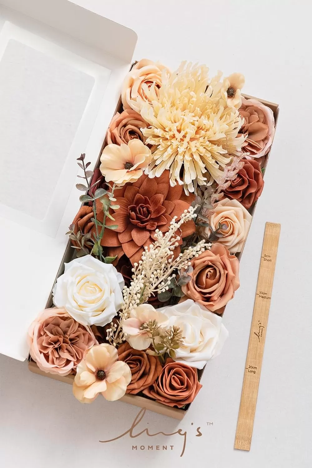 imageLings Moment Terracotta Artificial Flowers Greenery Deluxe Box Set Burnt Orange Fake Flower for DIY Wedding Bridal Bouquet Centerpieces Decor Floral Arrangement Decor etcMandarin  Orange