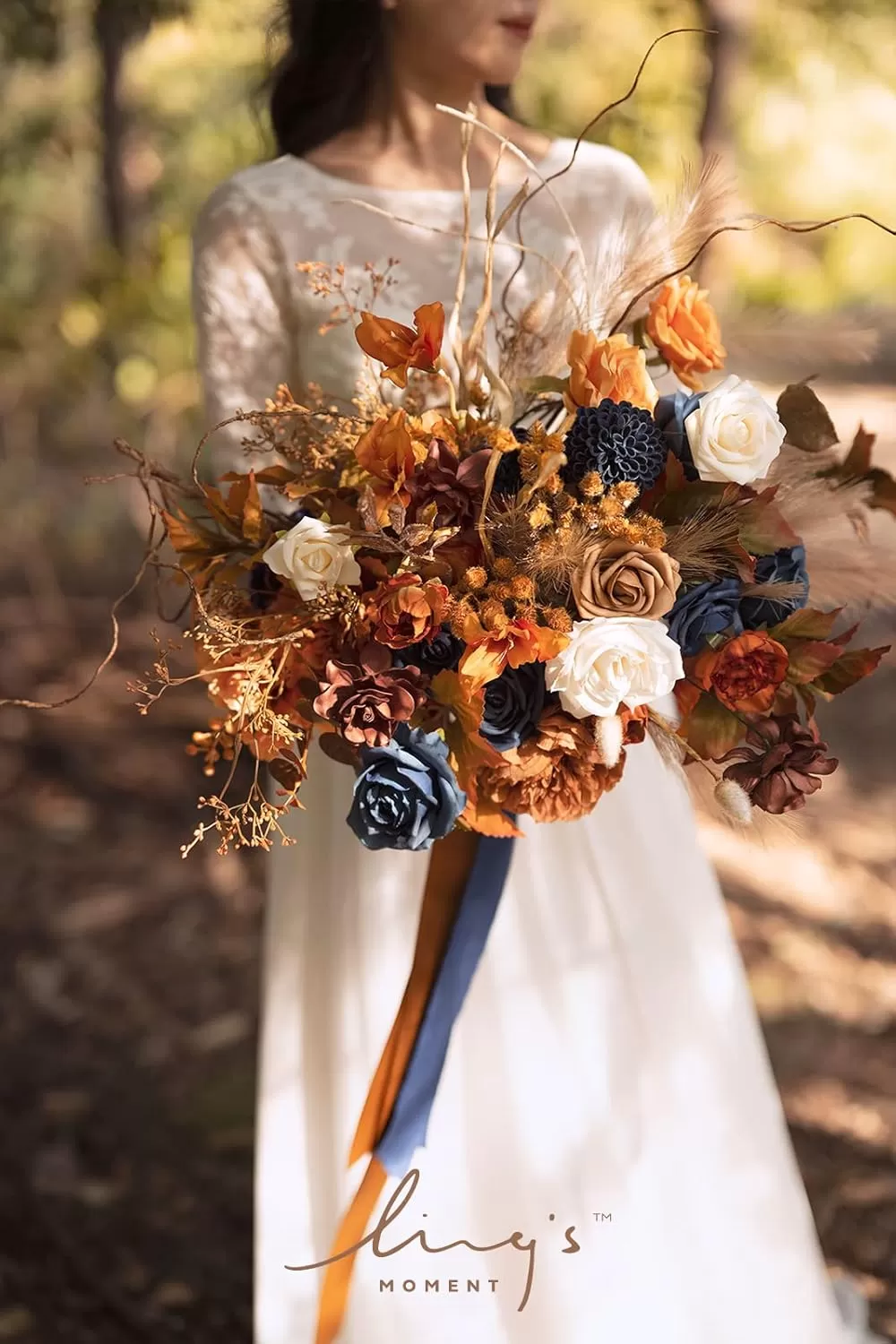 imageLings Moment Terracotta Artificial Flowers Greenery Deluxe Box Set Burnt Orange Fake Flower for DIY Wedding Bridal Bouquet Centerpieces Decor Floral Arrangement Decor etcOrange  Navy