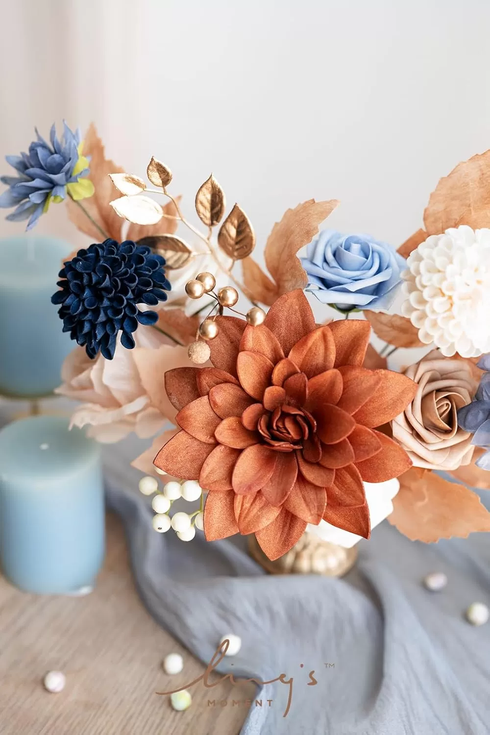 imageLings Moment Terracotta Artificial Flowers Greenery Deluxe Box Set Burnt Orange Fake Flower for DIY Wedding Bridal Bouquet Centerpieces Decor Floral Arrangement Decor etcBurnt Orange  Navy
