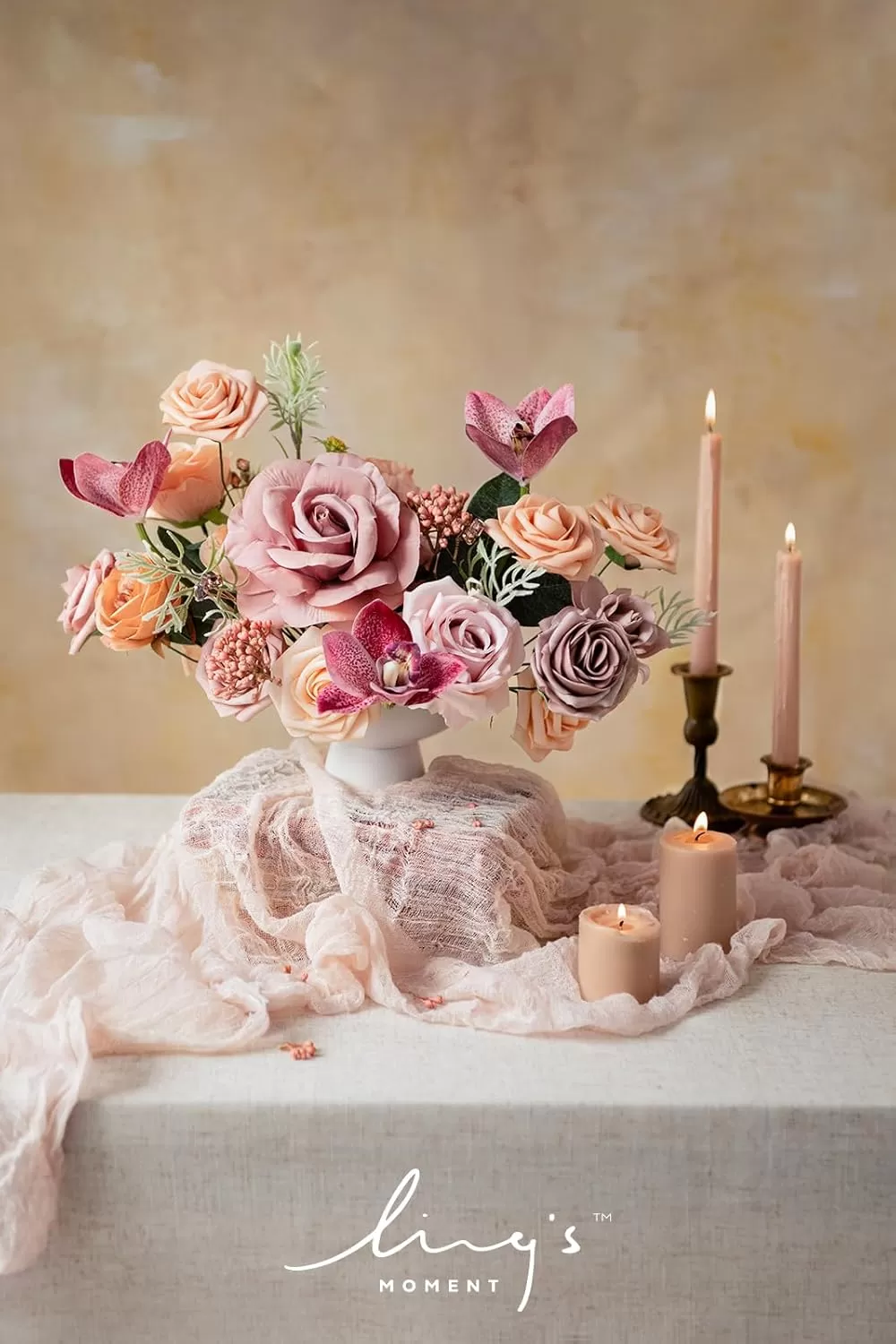 imageLings Moment Terracotta Artificial Flowers Greenery Deluxe Box Set Burnt Orange Fake Flower for DIY Wedding Bridal Bouquet Centerpieces Decor Floral Arrangement Decor etcDusty Rose  Peach