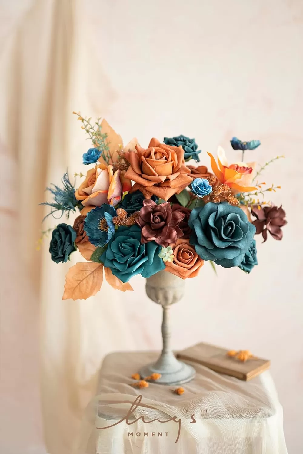 imageLings Moment Terracotta Artificial Flowers Greenery Deluxe Box Set Burnt Orange Fake Flower for DIY Wedding Bridal Bouquet Centerpieces Decor Floral Arrangement Decor etcTeal  Burnt Orange