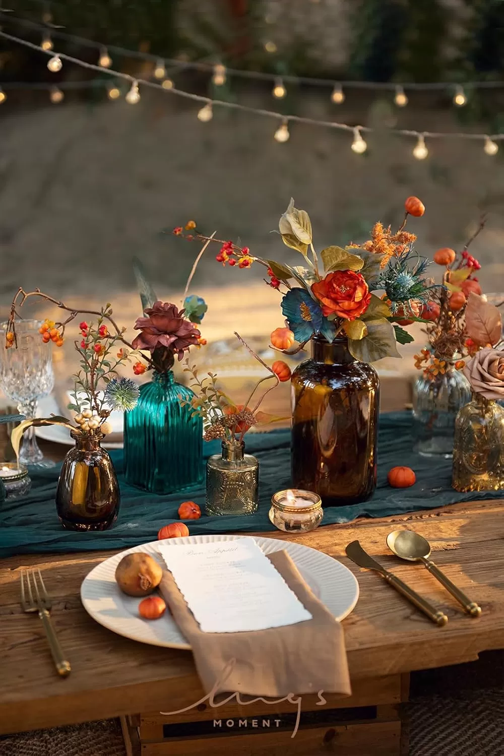 imageLings Moment Terracotta Artificial Flowers Greenery Deluxe Box Set Burnt Orange Fake Flower for DIY Wedding Bridal Bouquet Centerpieces Decor Floral Arrangement Decor etcTeal  Burnt Orange