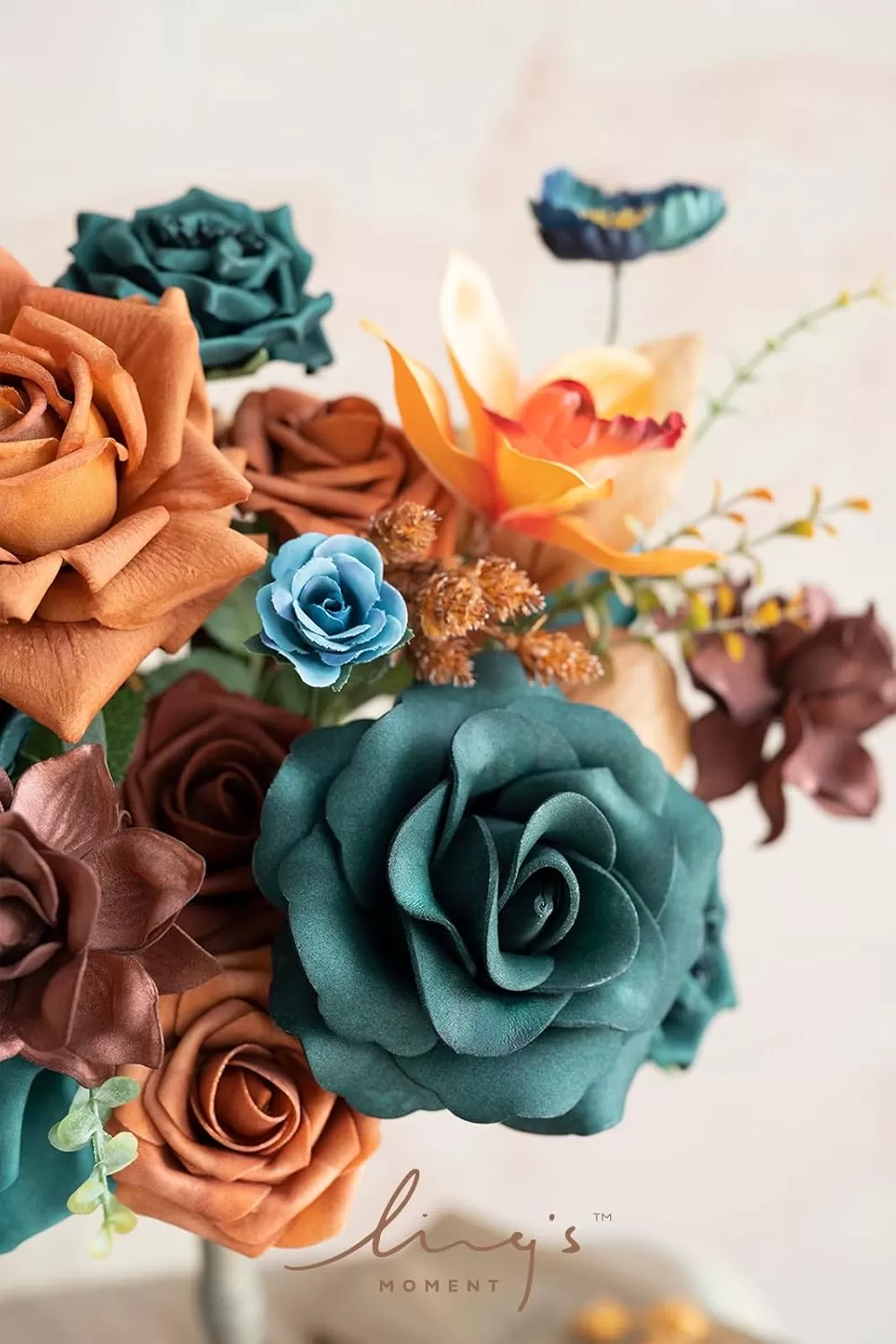 imageLings Moment Terracotta Artificial Flowers Greenery Deluxe Box Set Burnt Orange Fake Flower for DIY Wedding Bridal Bouquet Centerpieces Decor Floral Arrangement Decor etcTeal  Burnt Orange