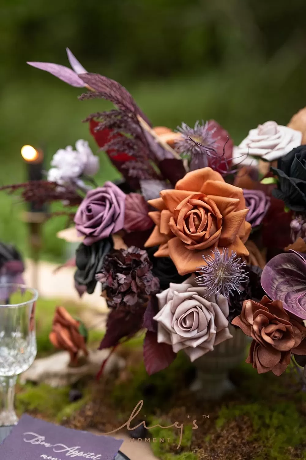 imageLings Moment Terracotta Artificial Flowers Greenery Deluxe Box Set Burnt Orange Fake Flower for DIY Wedding Bridal Bouquet Centerpieces Decor Floral Arrangement Decor etcBlack  Orange  Purple