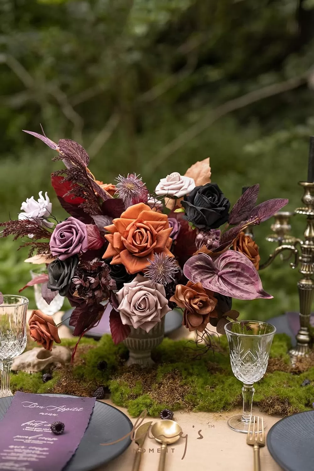 imageLings Moment Terracotta Artificial Flowers Greenery Deluxe Box Set Burnt Orange Fake Flower for DIY Wedding Bridal Bouquet Centerpieces Decor Floral Arrangement Decor etcBlack  Orange  Purple
