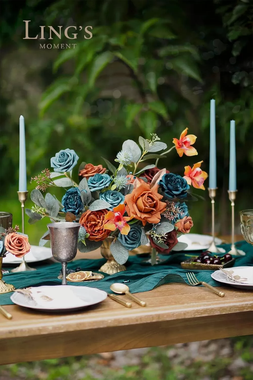 imageLings Moment Terracotta Artificial Flowers Greenery Deluxe Box Set Burnt Orange Fake Flower for DIY Wedding Bridal Bouquet Centerpieces Decor Floral Arrangement Decor etcTeal  Burnt Orange