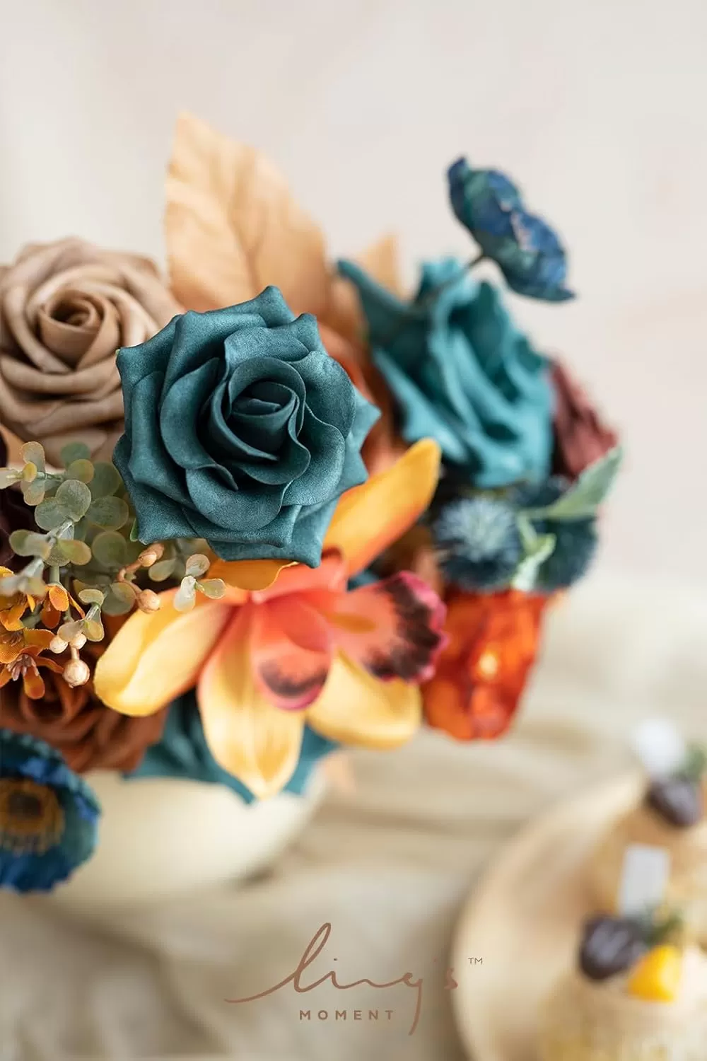 imageLings Moment Terracotta Artificial Flowers Greenery Deluxe Box Set Burnt Orange Fake Flower for DIY Wedding Bridal Bouquet Centerpieces Decor Floral Arrangement Decor etcTeal  Burnt Orange
