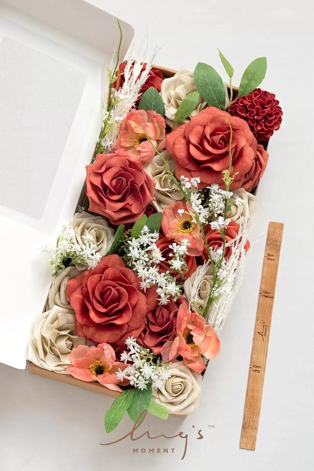 imageLings Moment Terracotta Artificial Flowers Greenery Deluxe Box Set Burnt Orange Fake Flower for DIY Wedding Bridal Bouquet Centerpieces Decor Floral Arrangement Decor etcBlood Orange  Tawny Beige