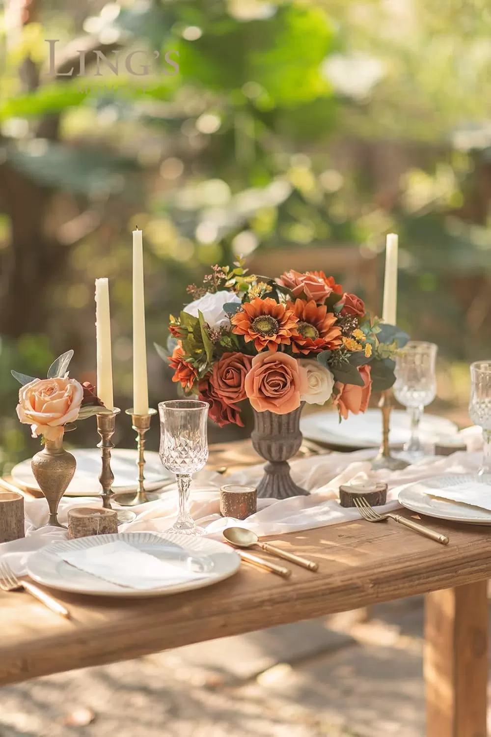 imageLings Moment Terracotta Artificial Flowers Greenery Deluxe Box Set Burnt Orange Fake Flower for DIY Wedding Bridal Bouquet Centerpieces Decor Floral Arrangement Decor etcOrange Sunflower  Burnt Orange