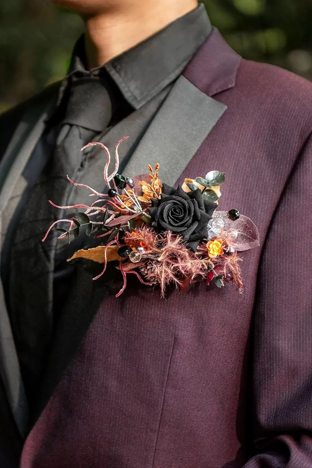 imageLings Moment Terracotta Artificial Flowers Greenery Deluxe Box Set Burnt Orange Fake Flower for DIY Wedding Bridal Bouquet Centerpieces Decor Floral Arrangement Decor etcBlack  Orange  Purple