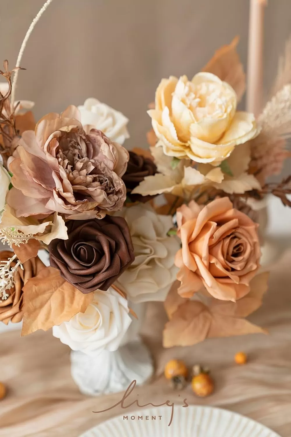 imageLings Moment Terracotta Artificial Flowers Greenery Deluxe Box Set Burnt Orange Fake Flower for DIY Wedding Bridal Bouquet Centerpieces Decor Floral Arrangement Decor etcBoho  Sepia
