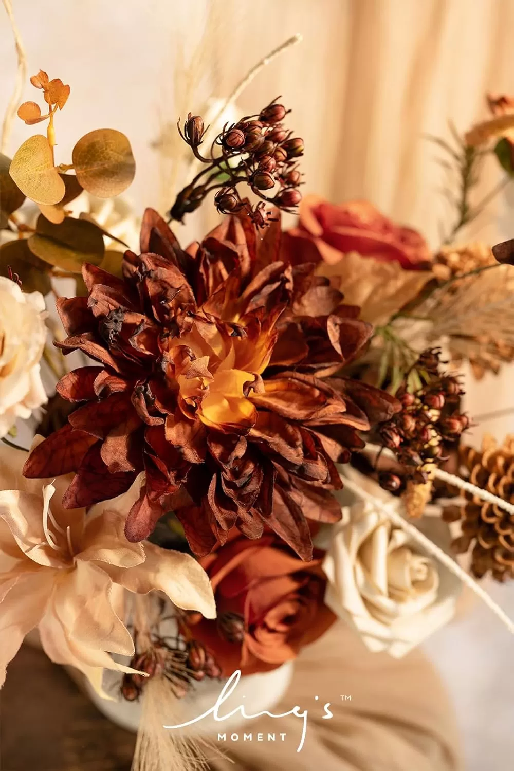imageLings Moment Terracotta Artificial Flowers Greenery Deluxe Box Set Burnt Orange Fake Flower for DIY Wedding Bridal Bouquet Centerpieces Decor Floral Arrangement Decor etcBoho  Rust