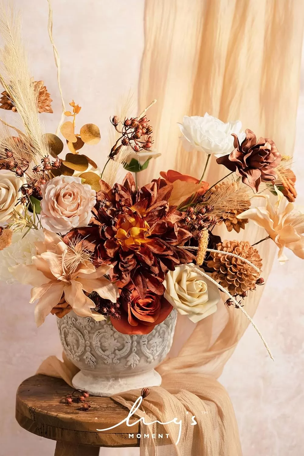 imageLings Moment Terracotta Artificial Flowers Greenery Deluxe Box Set Burnt Orange Fake Flower for DIY Wedding Bridal Bouquet Centerpieces Decor Floral Arrangement Decor etcBoho  Rust