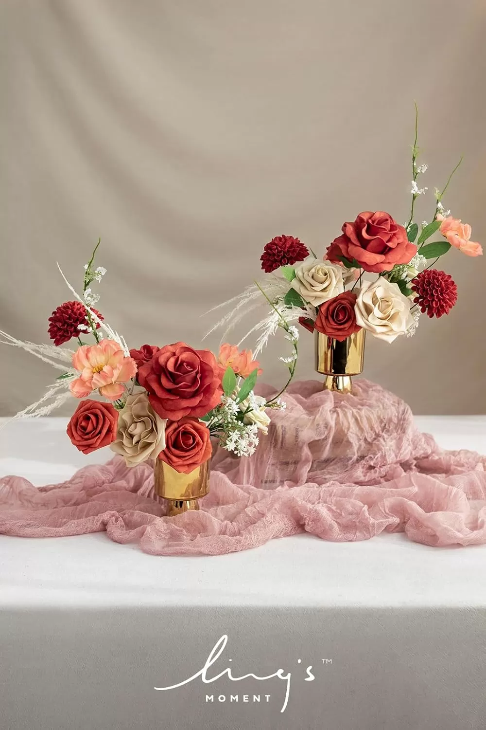 imageLings Moment Terracotta Artificial Flowers Greenery Deluxe Box Set Burnt Orange Fake Flower for DIY Wedding Bridal Bouquet Centerpieces Decor Floral Arrangement Decor etcBlood Orange  Tawny Beige
