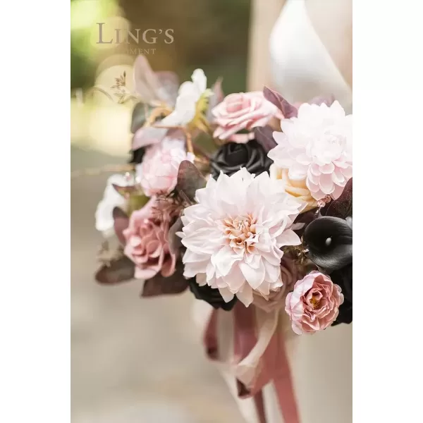 imageLings Moment Artificial Flowers 9pcs Silk Dahlia 55quot45quot Fake Flowers for DIY Wedding Craft Bouquets Centerpieces Arrangements Party Baby Shower Home Decorations Sunset TerracottaBlushsilk