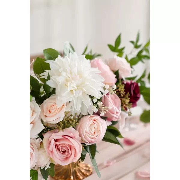 imageLings Moment Artificial Flowers 9pcs Silk Dahlia 55quot45quot Fake Flowers for DIY Wedding Craft Bouquets Centerpieces Arrangements Party Baby Shower Home Decorations Sunset TerracottaIvorysilk