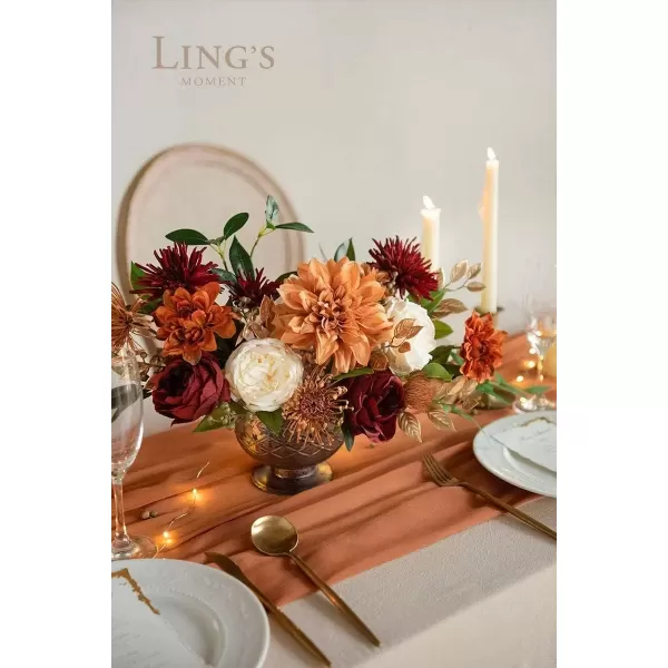 imageLings Moment Artificial Flowers 9pcs Silk Dahlia 55quot45quot Fake Flowers for DIY Wedding Craft Bouquets Centerpieces Arrangements Party Baby Shower Home Decorations Sunset TerracottaTerracottasilk