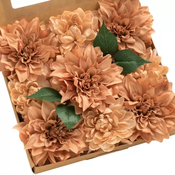imageLings Moment Artificial Flowers 9pcs Silk Dahlia 55quot45quot Fake Flowers for DIY Wedding Craft Bouquets Centerpieces Arrangements Party Baby Shower Home Decorations Sunset TerracottaTerracottasilk