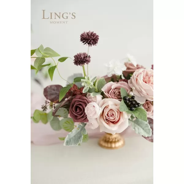 imageLings Moment Orange Clay ampamp Olive Green Artificial Flowers with Vase Wedding Decor Centerpiece Flower Potted for Ceremony Reception Tabletop Desk Flowers Mantel Archway Aisle Set of 2Dusty Rose Mauve