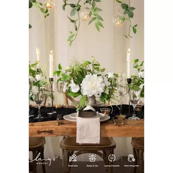 imageLings Moment Orange Clay ampamp Olive Green Artificial Flowers with Vase Wedding Decor Centerpiece Flower Potted for Ceremony Reception Tabletop Desk Flowers Mantel Archway Aisle Set of 2Green  White