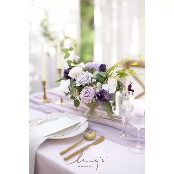 imageLings Moment Orange Clay ampamp Olive Green Artificial Flowers with Vase Wedding Decor Centerpiece Flower Potted for Ceremony Reception Tabletop Desk Flowers Mantel Archway Aisle Set of 2Lilac Gold