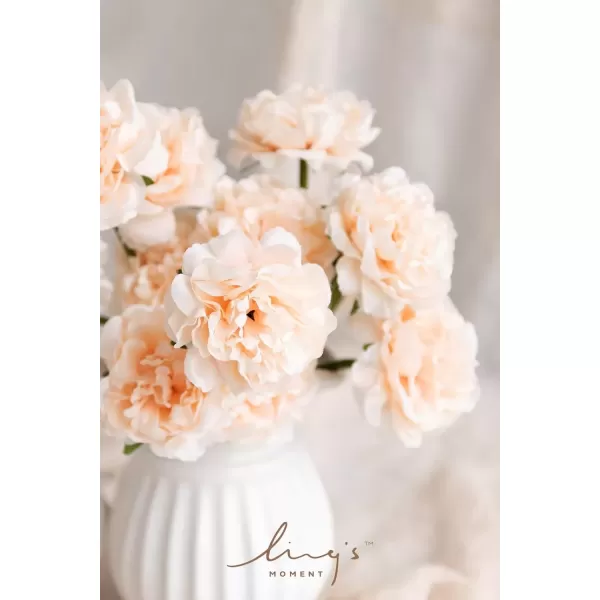 imageLings Moment Peony Artificial Flowers 15pcs Faux Silk Peonies for DIY Bouquet Bulk Fake Wedding Filler Flowers for Centerpieces Arrangements Bridal Shower Decorations PeachPeach