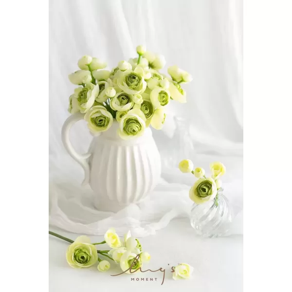 imageLings Moment Ranunculus Artificial Flower Faux Silk Mini Ranunculus Flowers for DIY Bouquet Bulk Fake Wedding Filler Flowers for Centerpieces Arrangements Bridal Shower Decorations Citrus OrangeGreen