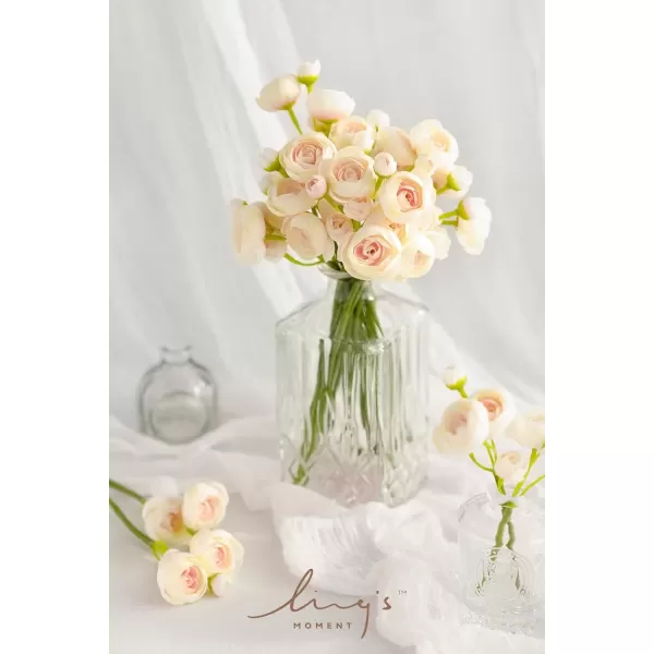 imageLings Moment Ranunculus Artificial Flower Faux Silk Mini Ranunculus Flowers for DIY Bouquet Bulk Fake Wedding Filler Flowers for Centerpieces Arrangements Bridal Shower Decorations Citrus OrangePink Shade