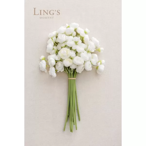 imageLings Moment Ranunculus Artificial Flower Faux Silk Mini Ranunculus Flowers for DIY Bouquet Bulk Fake Wedding Filler Flowers for Centerpieces Arrangements Bridal Shower Decorations Citrus OrangeIvory White