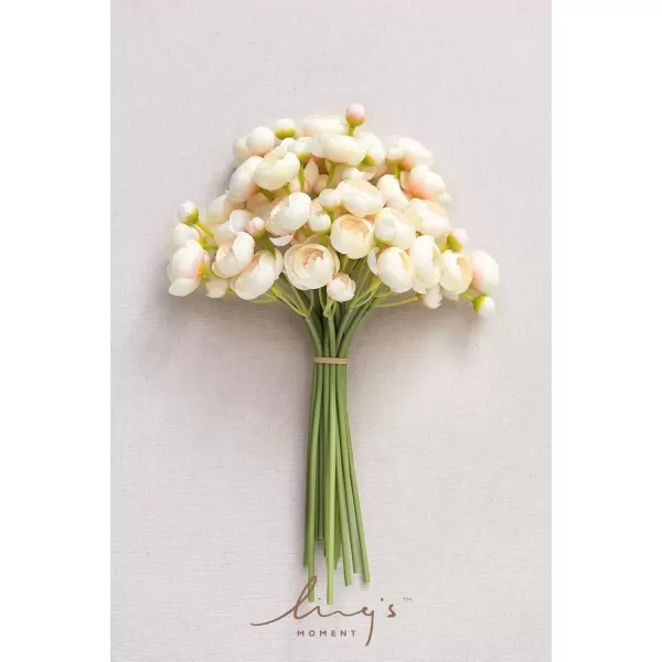 imageLings Moment Ranunculus Artificial Flower Faux Silk Mini Ranunculus Flowers for DIY Bouquet Bulk Fake Wedding Filler Flowers for Centerpieces Arrangements Bridal Shower Decorations Citrus OrangePink Shade