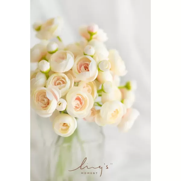 imageLings Moment Ranunculus Artificial Flower Faux Silk Mini Ranunculus Flowers for DIY Bouquet Bulk Fake Wedding Filler Flowers for Centerpieces Arrangements Bridal Shower Decorations Citrus OrangePink Shade