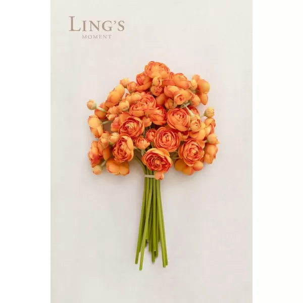 imageLings Moment Ranunculus Artificial Flower Faux Silk Mini Ranunculus Flowers for DIY Bouquet Bulk Fake Wedding Filler Flowers for Centerpieces Arrangements Bridal Shower Decorations Citrus OrangeCitrus Orange