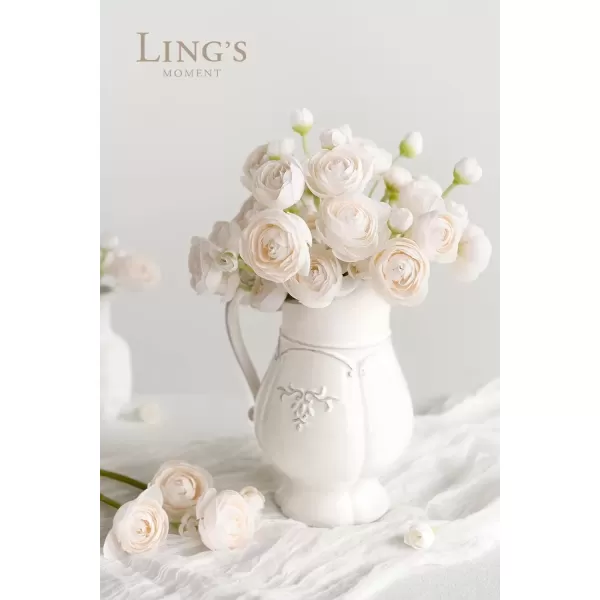 imageLings Moment Ranunculus Artificial Flower Faux Silk Mini Ranunculus Flowers for DIY Bouquet Bulk Fake Wedding Filler Flowers for Centerpieces Arrangements Bridal Shower Decorations Citrus OrangeCream