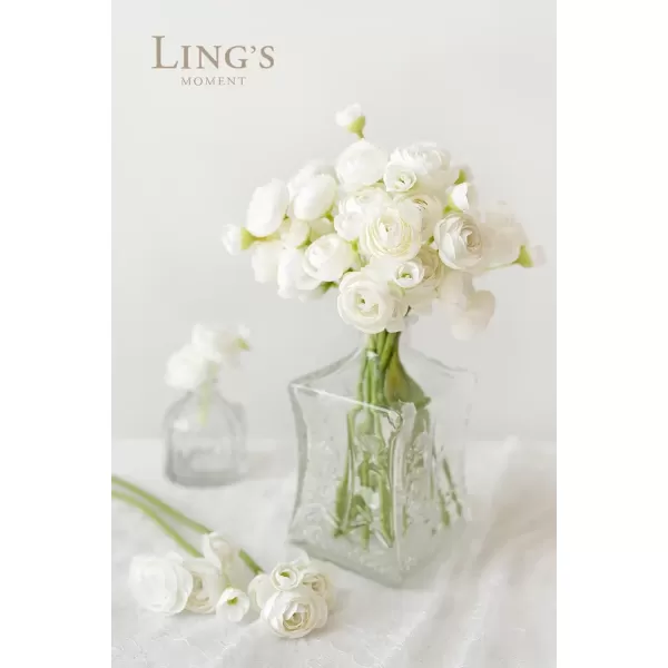 imageLings Moment Ranunculus Artificial Flower Faux Silk Mini Ranunculus Flowers for DIY Bouquet Bulk Fake Wedding Filler Flowers for Centerpieces Arrangements Bridal Shower Decorations Citrus OrangeIvory White