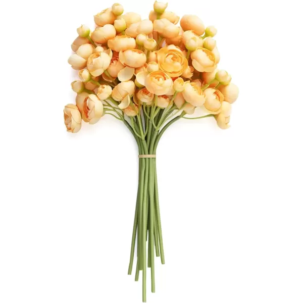 imageLings Moment Ranunculus Artificial Flower Faux Silk Mini Ranunculus Flowers for DIY Bouquet Bulk Fake Wedding Filler Flowers for Centerpieces Arrangements Bridal Shower Decorations Citrus OrangeFrench Yellow