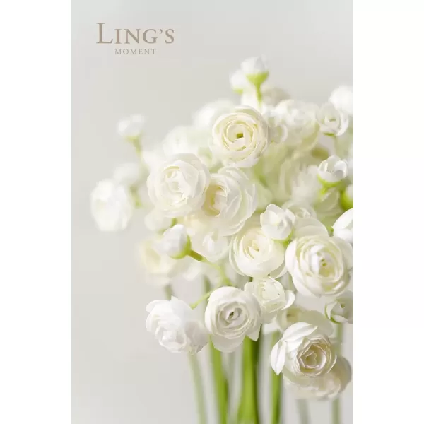 imageLings Moment Ranunculus Artificial Flower Faux Silk Mini Ranunculus Flowers for DIY Bouquet Bulk Fake Wedding Filler Flowers for Centerpieces Arrangements Bridal Shower Decorations Citrus OrangeIvory White