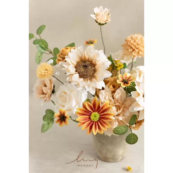 imageLings Moment Sunflower Artificial Flower Faux Silk Flowers for DIY Bouquet Bulk Fake Wedding Filler Flowers for Centerpieces Floral Arrangements Bridal Shower Table Decorations 9PCS