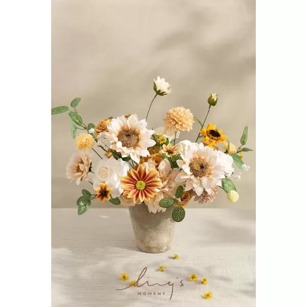 imageLings Moment Sunflower Artificial Flower Faux Silk Flowers for DIY Bouquet Bulk Fake Wedding Filler Flowers for Centerpieces Floral Arrangements Bridal Shower Table Decorations 9PCS
