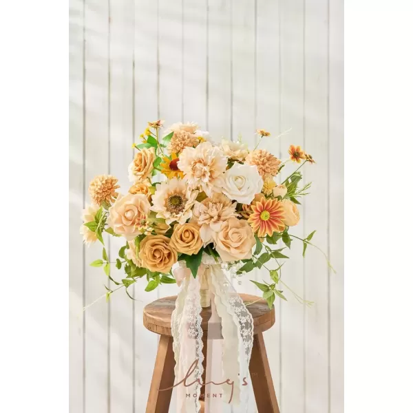 imageLings Moment Sunflower Artificial Flower Faux Silk Flowers for DIY Bouquet Bulk Fake Wedding Filler Flowers for Centerpieces Floral Arrangements Bridal Shower Table Decorations 9PCS