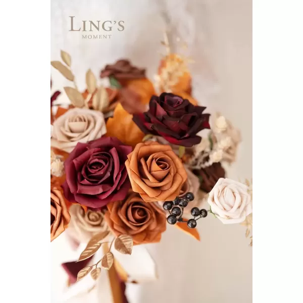 imageLings Moment Terracotta Artificial Flowers Greenery Deluxe Box Set Burnt Orange Fake Flower for DIY Wedding Bridal Bouquet Centerpieces Decor Floral Arrangement Decor etcBurnt Orange  Marsala