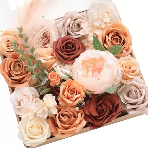 imageLings Moment Terracotta Artificial Flowers Greenery Deluxe Box Set Burnt Orange Fake Flower for DIY Wedding Bridal Bouquet Centerpieces Decor Floral Arrangement Decor etcRust  Orange